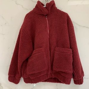 Princess Polly Maroon Teddy Coat